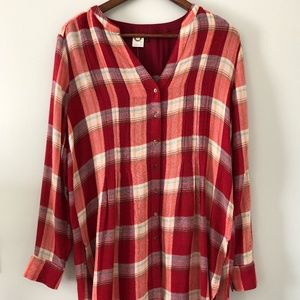 Akemi & Kin (Anthropologie) Wool Blend Red Plaid Tunic Dress/Shirt Size S